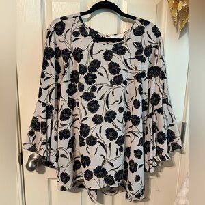 LC Lauren Conrad Floral Blouse - Black and Cream